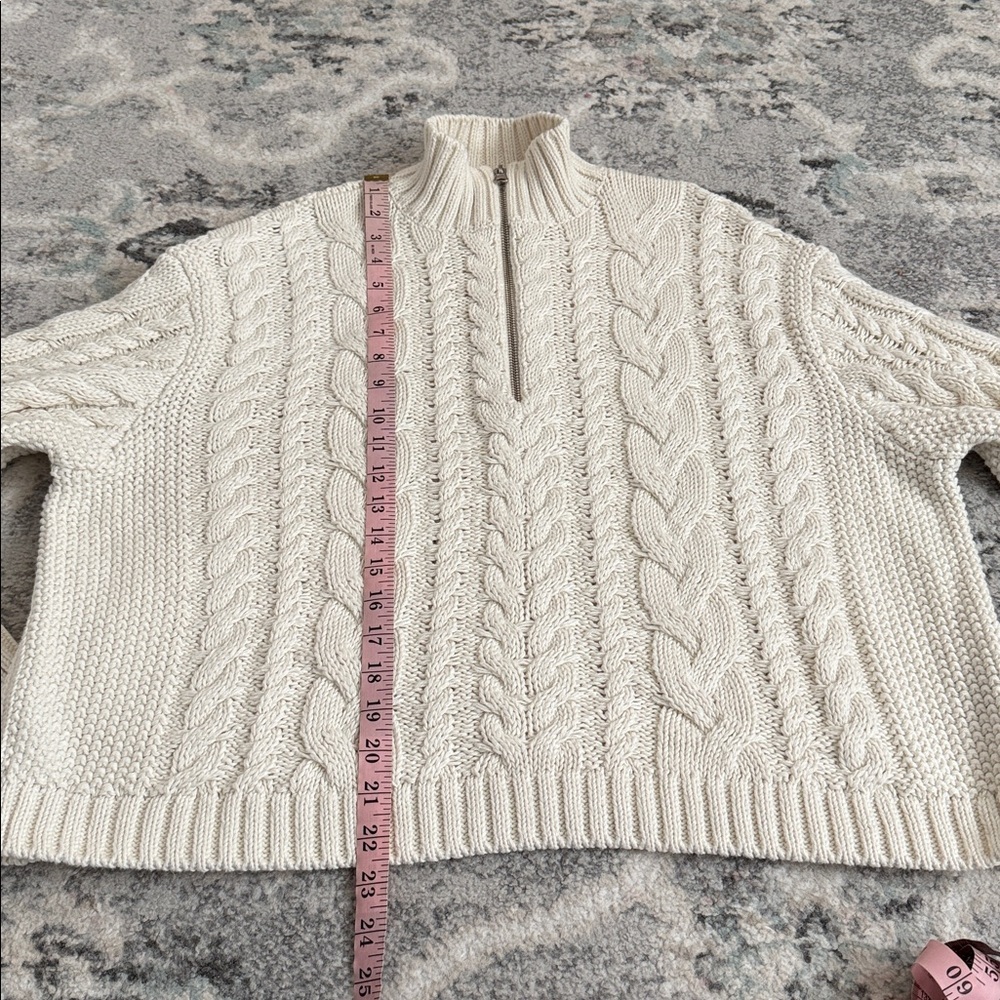 Jenni Kayne Cotton Cable-Knit Zip Sweater Chunky - Picture 7 of 11